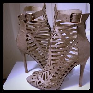 Beige Strappy Stilletto high  heel sandals